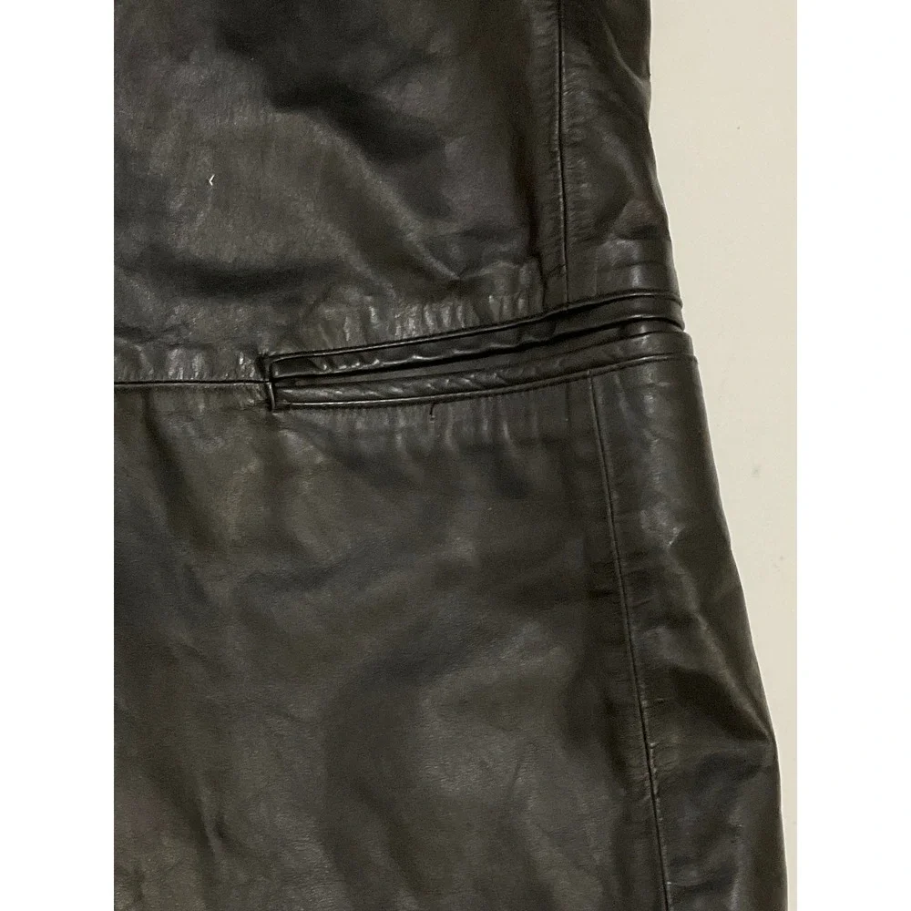 vintage Banana‎ republic men's leather jacket trench coat black Korea retro Y2K